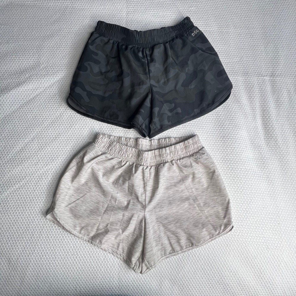DSG Kids Athletic Shorts Set‎ Sz L 14 Black Camo & Gray Heather Moisture Wicking